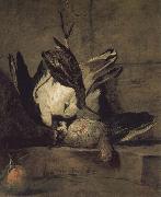 Jean Baptiste Simeon Chardin Wheat gray partridges and Orange Chicken Spain oil painting reproduction
